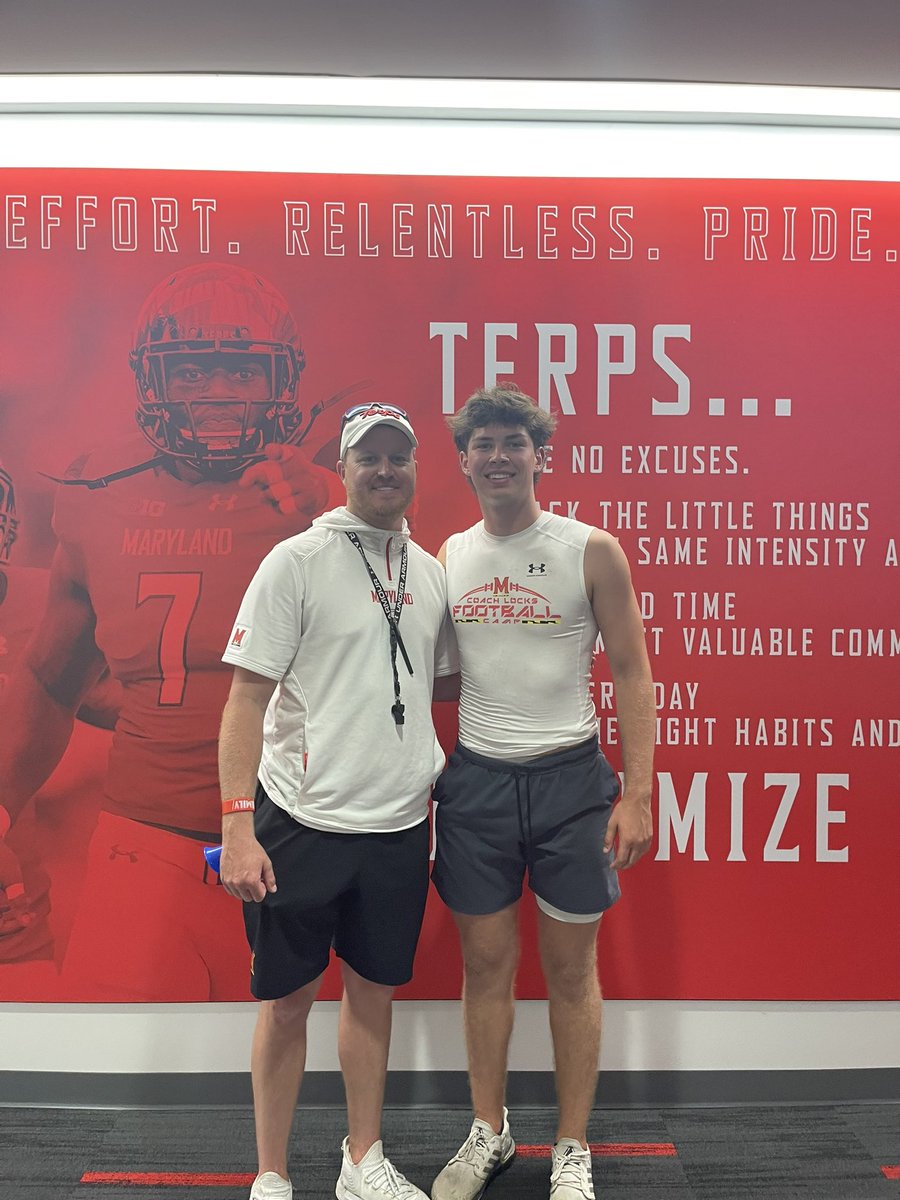 CadeNicholson3's tweet photo. Had a great time at Maryland today! Thanks for an amazing camp and tour of the top-notch facilities! @CoachM_Miller @charchristfb @CoachJasonEstep @GunterBrewer @PitViperSports https://t.co/lUQNrAC2oV