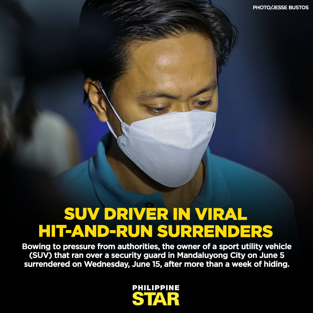 PhilippineStar's tweet photo. Suspect Jose San Antonio Sanvicente apologized to his victim, Christian Floralde, whom he ran over and abandoned at an intersection in front of a mall in Barangay Wack-Wack on June 5. https://t.co/1SjUHXpJ8G https://t.co/rJevvxJZYI