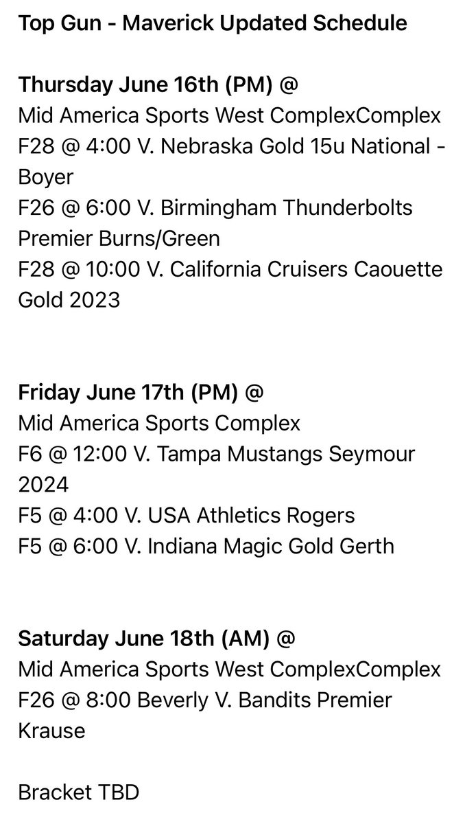 Updated Top Gun - Maverick schedule. <a href="/cwalding1836/">Chris Walding</a> <a href="/OneHopWonder/">Sierra Walding</a> <a href="/carstensandvig/">Carsten Sandvig</a> <a href="/ElizaLegge2024/">Eliza Legge</a> <a href="/sydneewendel/">Sydnee Wendel</a> <a href="/TrinityKennemer/">Trinity Kennemer</a> <a href="/haleighreed30/">Haleigh Reed</a> <a href="/JoslynSagote/">Joslyn Sagote</a> <a href="/MirandaSalc05/">Miranda Salcido</a> <a href="/skylar_hardin/">Skylar Hardin</a> <a href="/Kylie_Beardenn/">Kylie Bearden</a> <a href="/JaylaMarkham/">Jayla</a> <a href="/mazzy_skinner17/">Mazzy Skinner</a> <a href="/PGFnetwork/">PGF</a> <a href="/ExtraInningSB/">EXTRA INNING SOFTBALL</a> @Los_Stuff