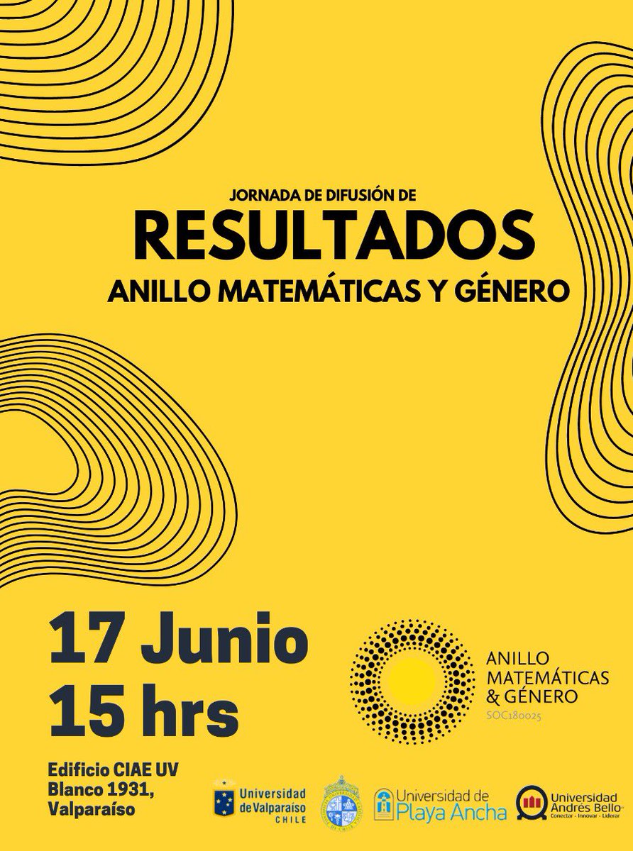 Anillo Matemáticas y Género (@mat_genero) on Twitter photo 📣ATENCIÓN🚨Invitamos a compartir en esta jornada a todxs quienes quieran conocer y discutir los principales resultados obtenidos por <a href="/Mat_Genero/">Anillo Matemáticas y Género</a> en estos 3 años de trabajo.
Inscripciones en el siguiente link: forms.gle/2Kni44VrXPUikM…
¡Les esperamos! 📣ATENCIÓN🚨Invitamos a compartir en esta jornada a todxs quienes quieran conocer y discutir los principales resultados obtenidos por <a href="/Mat_Genero/">Anillo Matemáticas y Género</a> en estos 3 años de trabajo.
Inscripciones en el siguiente link: forms.gle/2Kni44VrXPUikM…
¡Les esperamos!