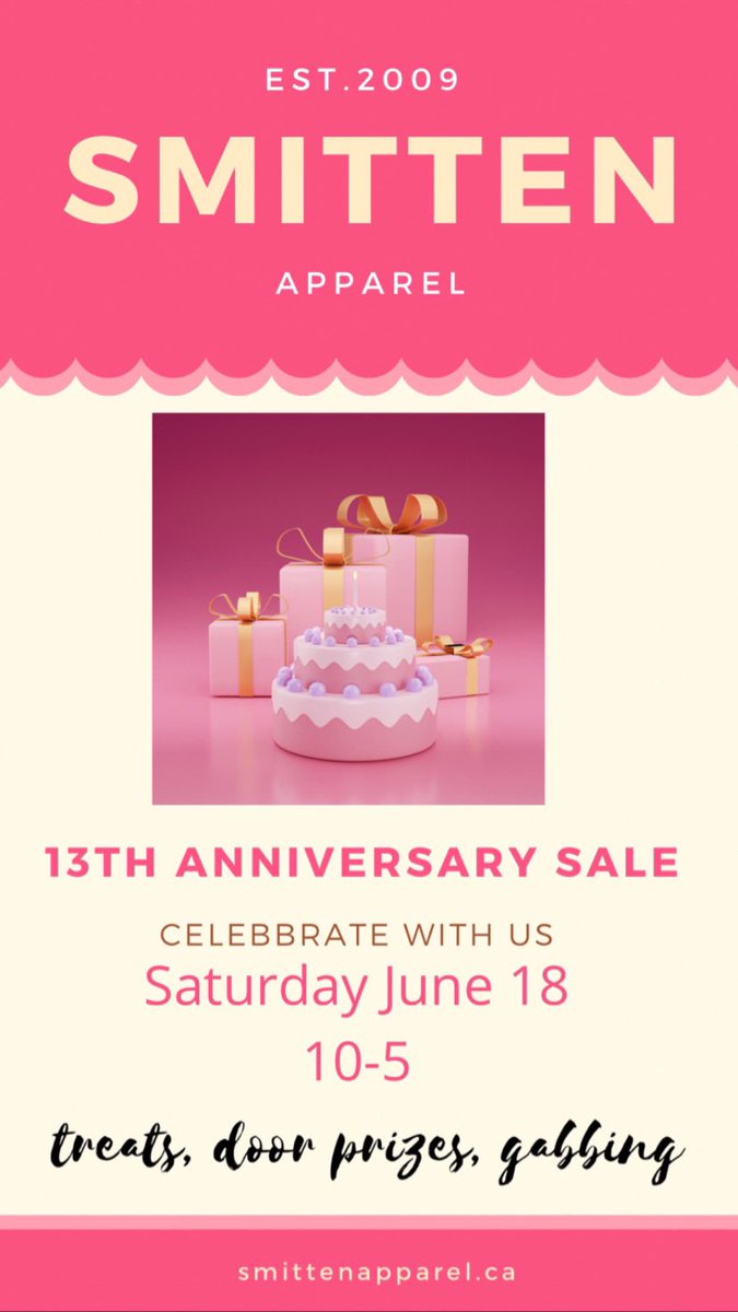 SmittenGuelph's tweet photo. Celebrate with us!
This Saturday June 18.   10-5
13 years in business https://t.co/CyhuaQyBI4