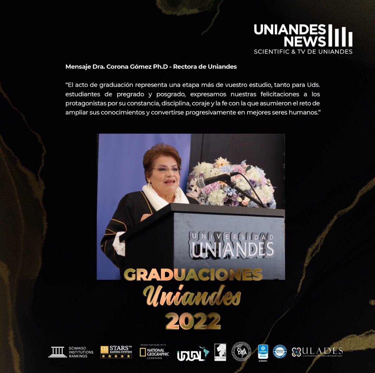 UNIANDES News | Mensaje Dra. Corona Gómez Ph.D. - Rectora de UNIANDES
Revisa nuestro semanario UNIANDES NEWS número 42 en donde encontrarás los acontecimientos más importantes nuestra institución en todas nuestras sedes y extensión. 
👉🏼 flipsnack.com/AFF8DF88B7A/un…

#UniandesEc #News