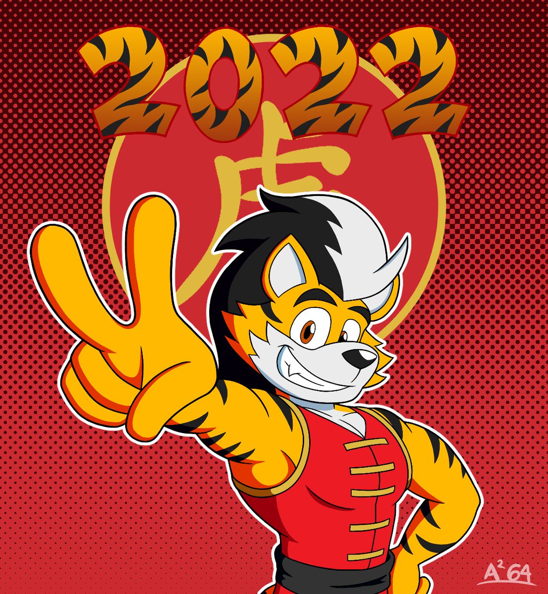 AArtist64's tweet photo. I know that I'm very late with this, and I've been working on it since earlier this year, but whatever.

Here's Tyrone wishing everyone a belated Happy Year of the Tiger.
#YearofTheTiger #YearofTheTiger2022 https://t.co/arLv43CbeH