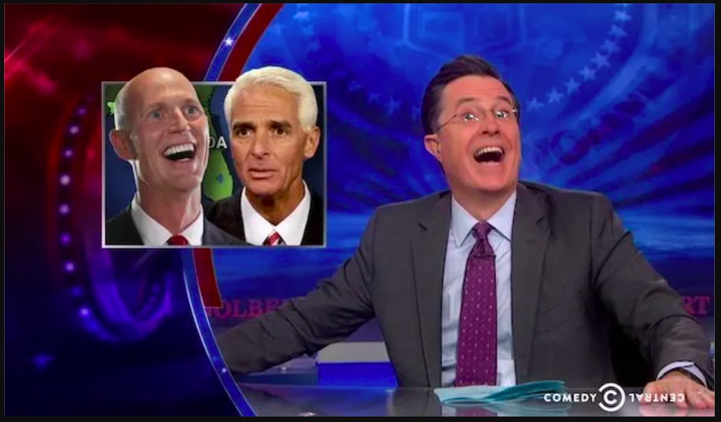 SarahBurris's tweet image. because no one should ever forget this vintage #colbertreport moment with Rick Scott