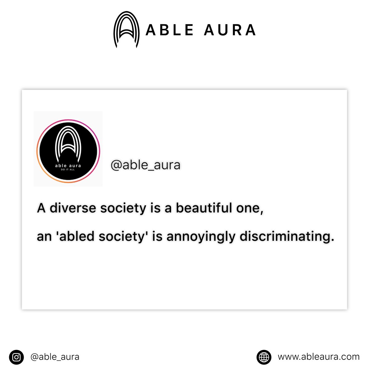 able_aura's tweet photo. Social stigmas and distinguishments need to come to an end. 
Let's work together to break all the prejudices and the seclusive culture and build an Inclusive world for everybody.
Join Able Aura and let's bring the change, together. https://t.co/tK3GGg6dg5
