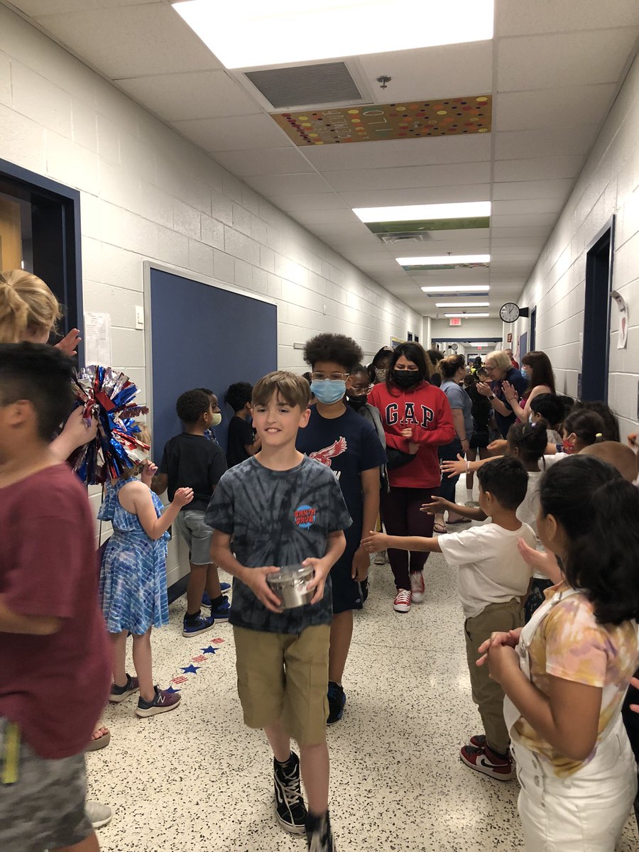 It was so heartwarming to see and hear our Kindergarten through 4th Grade students cheer on our 5th Graders as they head to MS!💙❤️