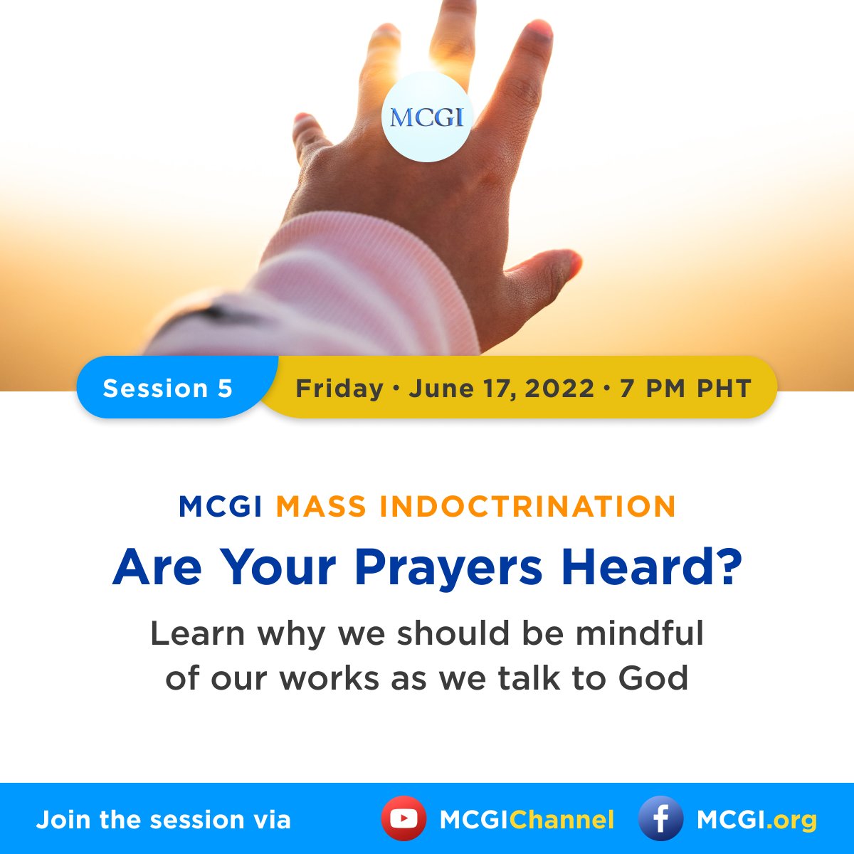For those who believe in God, praying to Him as a means of giving thanks and communicating requests is second nature. But what are the things we should first consider?

Tune in to our live broadcast later at 7 p.m. PHT via  mcgi.org/live.

#PureDoctrinesOfChrist