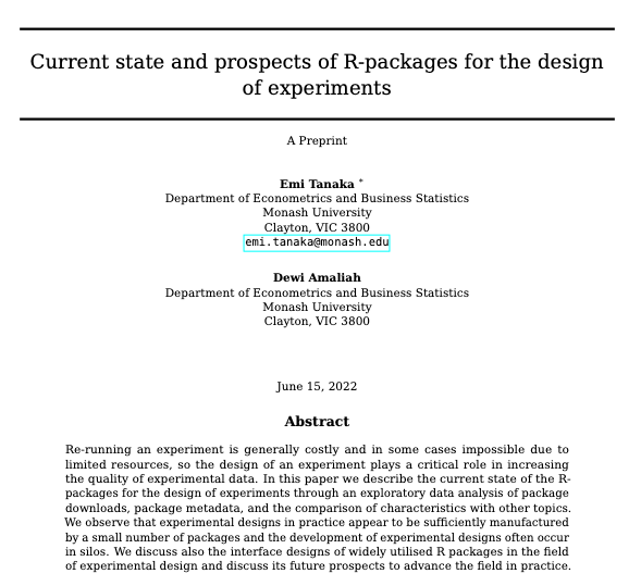 statsgen's tweet photo. I'm delighted that our paper is now on #arXiv and proud to acknowledge the many great work that made the analysis not only easier but reproducible 📜😁

"Current state and prospects of R-packages for the design of experiments" 

https://t.co/bSmEcFAoWn #rstats https://t.co/nLhCyQ2n2t