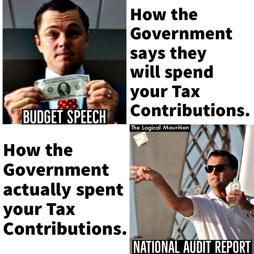 Budget Speech vs National #Audit Report 
We have had the privilege to listen to some eloquent #Budget Speeches, however when it comes to Auditing, we barely hear anything!
All paid for with our tax contributions!

👉Talk the Talk
👉Walk the Walk

#TheLogicalMauritian #Mauritius