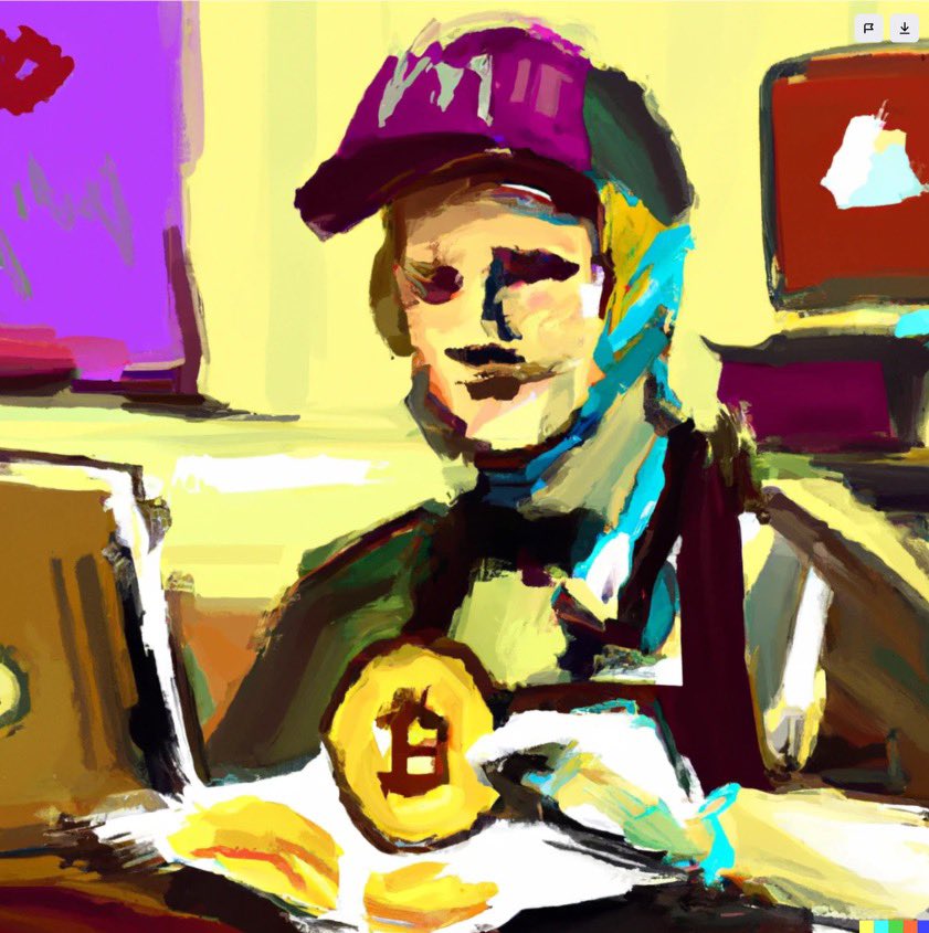 Crypto bro working at McDonald's in the impressionist style
