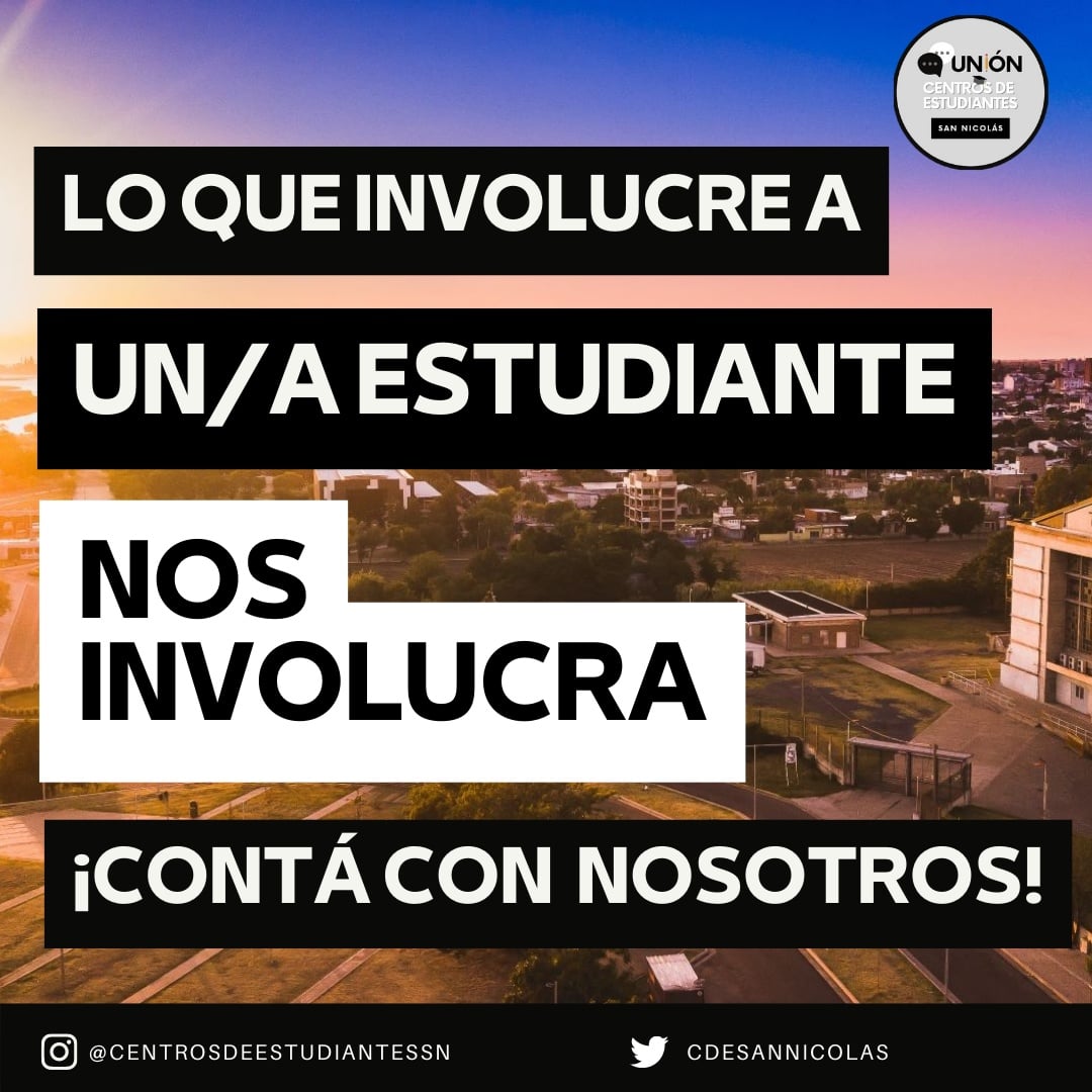 Unión de Centros de Estudiantes San Nicolás. tweet media