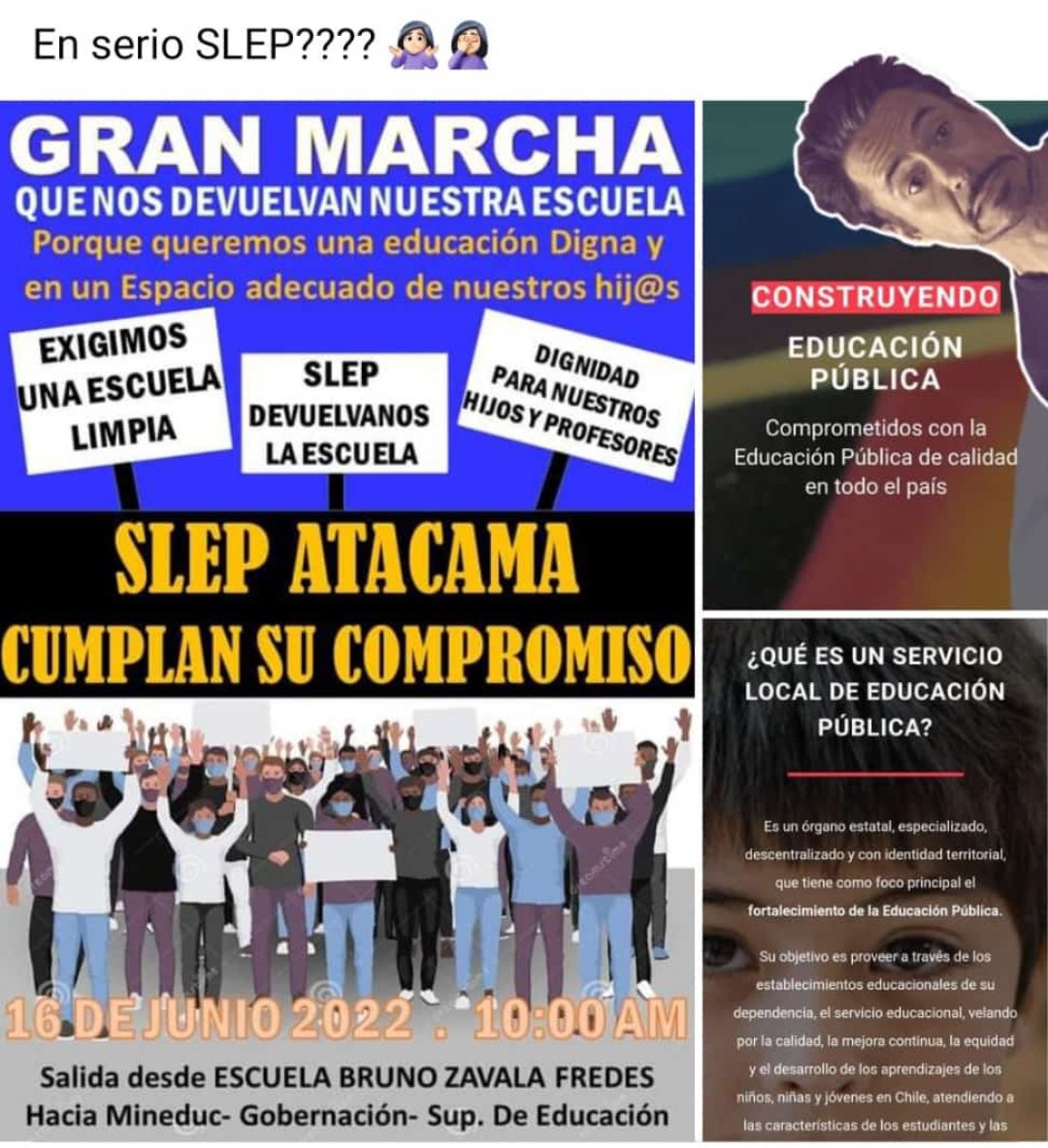 #SlepPontelasPilas #Copiapó <a href="/VoceriaAtacama/">Vocería de Gobierno Atacama</a>  <a href="/Mineduc/">Ministerio de Educación</a>  <a href="/EduPublicaCL/">Dirección de Educación Pública de Chile (DEP)</a> 🤷🏻‍♀️ No era que la Reforma Educacional era para "Mejorar" Sra.  <a href="/mbachelet/">Michelle Bachelet</a>  ???? 🤦🏻‍♀️ En serio quiero saber cuáles son esas mejoras??? Necesito saberlo!! <a href="/mvargasatacama/">Miguel Vargas Correa</a>  <a href="/ProvosteYasna/">Yasna Provoste Campillay</a>