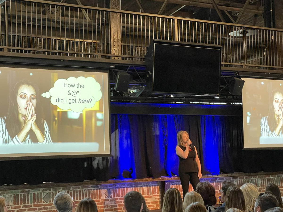 RustinTonn's tweet photo. @MeredithMasseCO blowing up, on how the $!&amp;@ she got there. Way to go lady. Here’s to the great reshuffle. #disrupthr #disrupthrden https://t.co/BHe9nvmODe