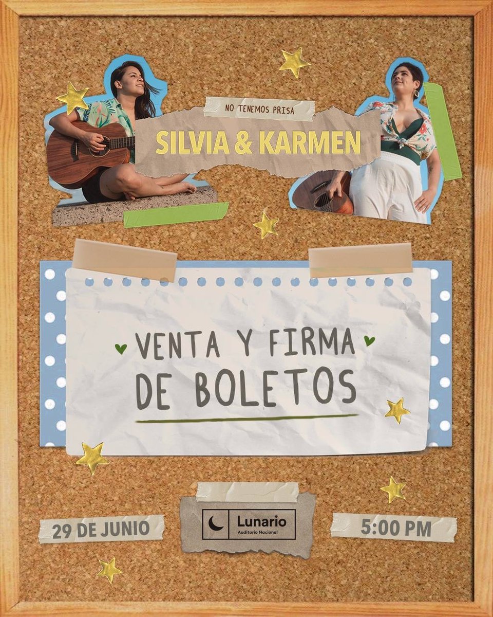 LunarioMx's tweet photo. 🎉Buenas noticias, previo a su presentación del 28 de julio en nuestro escenario, @silviaykarmen nos visitaran para convivir con sus fans y firmar boletos.😍 

Los esperamos el miércoles 29 de junio a las 17 h. https://t.co/Z5OgvmPbNG