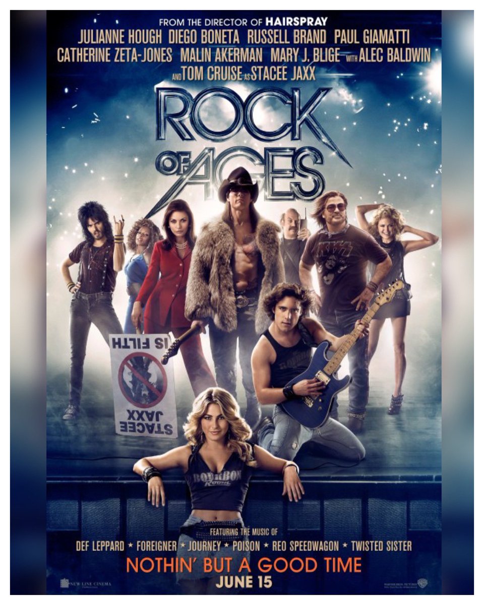 10 Years #RockOfAges Starring: #JulianneHough #DiegoBoneta #RussellBrand #PaulGiamatti #CatherineZetaJones #MalinÅkerman #MaryJBlige #AlecBaldwin #TomCruise #BryanCranston #WillForte Directed By: #AdamShankman  
 
#WreckLeaguePodcast