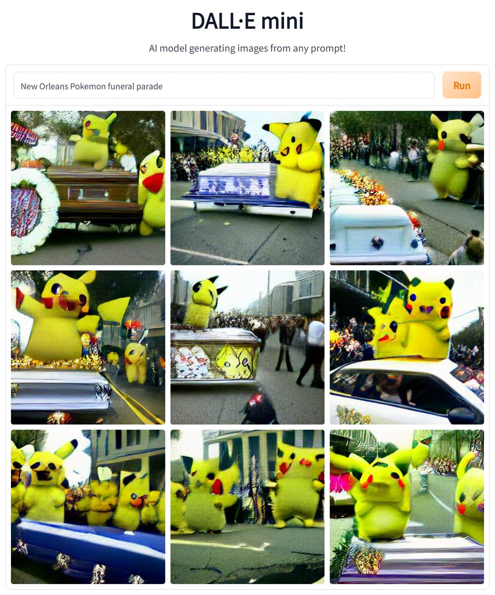 Ben_Steiner's tweet photo. Having #DallEMini tackle "New Orleans Pokemon funeral parade" was a bit disappointing, so I let it chew on "New Orleans Pokemon second line" & the results were, well...you be the judge. ๐
#NightmareFodder https://t.co/FnDCw2PCDx