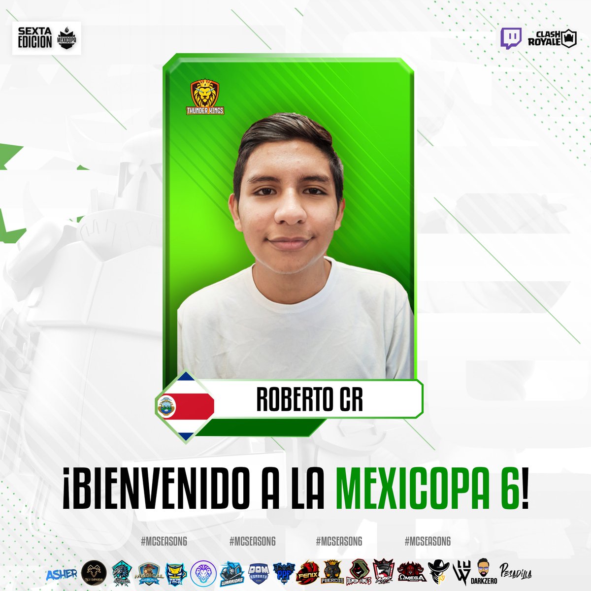 📌Presentación # 37 #ClashRoyale #Mexicopa #gaming Equipo: 🇨🇷 @ThunderKingscr Jugador: 🇨🇷 @Roberto990CR Roberto es un Jugador con un perfil discreto , más sin embargo cuenta con gran nivel para pelear de tú a tú con cualquiera. Esperamos ver su mejor versión. 🤝Éxito!