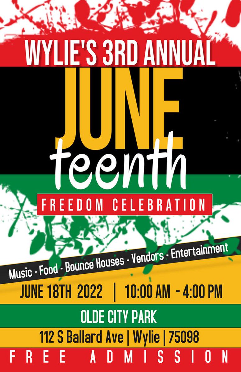 ReggieRunnels3's tweet photo. Come out and bring the kids this weekend and have a great time... please share
#wyliejuneteenth
#wyliejuneteenth2022 https://t.co/y07L1Pk4DD