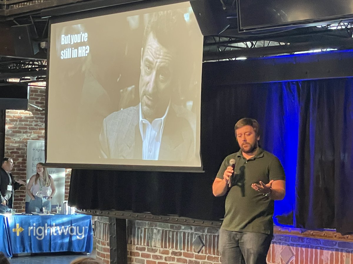 DanWeinstein_CO's tweet photo. Nick Larche tore up the stage with his HR comedy show (and maybe some truthful tears!) #disrupthrden https://t.co/STopKpQB1P