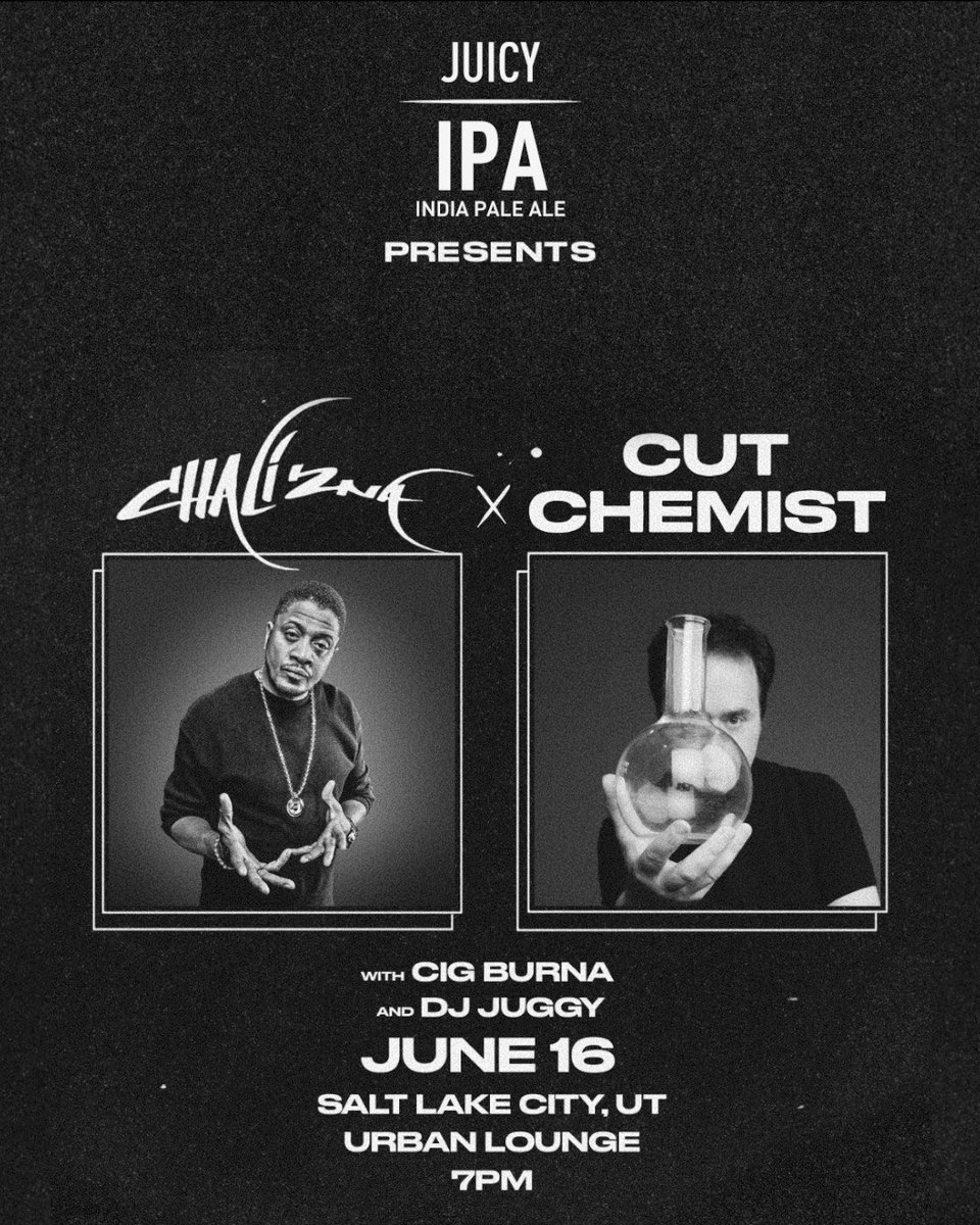 Thursday Night in SLC <a href="/Chali2na/">Chali 2na</a> X <a href="/cutchemist/">Cut Chemist</a> + <a href="/Baccwoodrillo/">NotoriusCIG</a> &amp; yours truly on the set! I’m gonna play some little records 🍩 <a href="/UrbanLoungeSLC/">Urban Lounge</a> <a href="/squattersbeers/">Squatters Craft Beer</a> 🍻