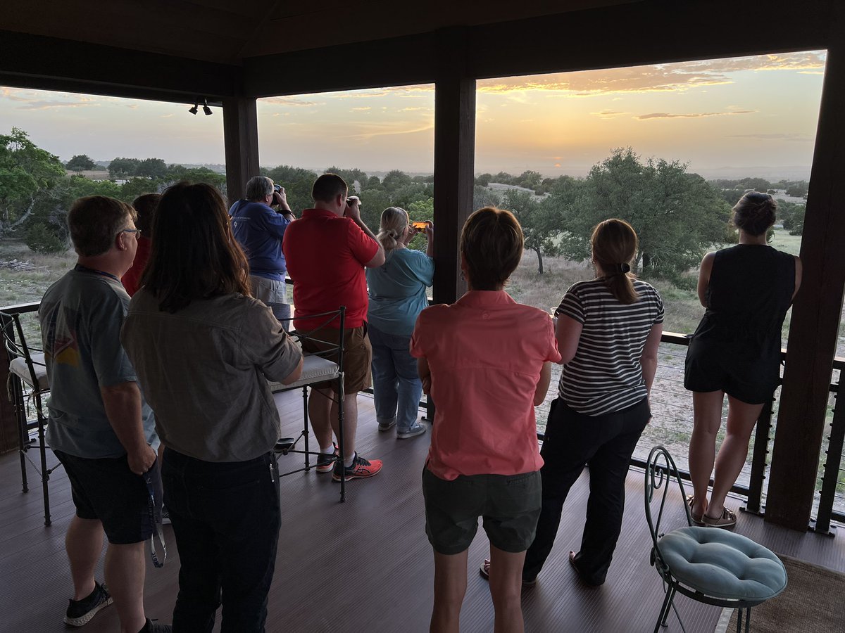 ATPI's tweet photo. Finishing up the evening enjoying the sunset from the second floor of the Brown’s. #atpisw22 https://t.co/EAGLGxO8Kv
