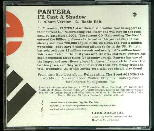 Metalmike3's tweet photo. "I'll Cast a Shadow" is a song by American heavy metal band Pantera from their 2000 album Reinventing the Steel, and is the final track on the album. The song, the final single to be released on June 16, 2000 by the group before their breakup. https://t.co/NMdQV7YcfF
