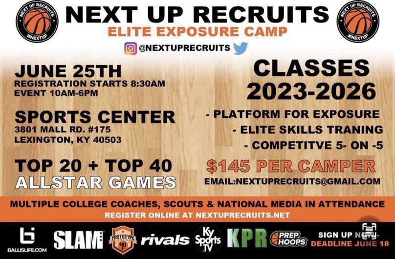HYPED that we will have these 2024’s from <a href="/Amateur2Pro_/">A2P</a> AAU at camp:

5’5 PG Tryna Gray 
5’9 PG Lee’Twon Bray 
6’1 G Ravante Coward 
6’4 SG Jacob Tucker 
6’1 G Brenton Moore
5’11 PG Quel’ron House 

Camp is about to be SO 🔥 I SWEAR! 
Sign up here:
nextuprecruits.sportngin.com/register/form/…