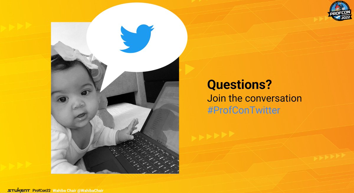 WahibaChair's tweet photo. A reminder to #ProfCon22 friends that you can ask questions using the hashtag #ProfConTwitter https://t.co/iMfEg5i6B1
