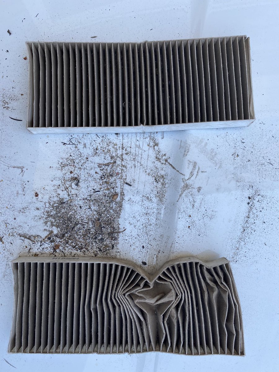 kentphotos's tweet photo. There was a discussion @nppa seminar about air filters in vehicles when covering fires and how often to change them. Both filters, cab and engine, were just 30 days old, but covered the #cachefire and #CaldorFire in that time, and had to replace again. https://t.co/r0ndz7rL18