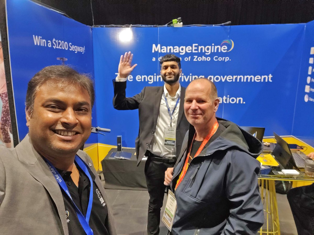 bcitnz's tweet photo. GREAT MEETING SO MANY COUNCILS AT #ALGIM: #TaurangaCityCouncil's Raj Yama and Sandra Baynham stopped by our #ManageEngine #conferencebooth in #Wellington. Looks like everyone's getting attached to our #escooter prize! Good luck.
#SoftSolutions https://t.co/akeK8o5wXi