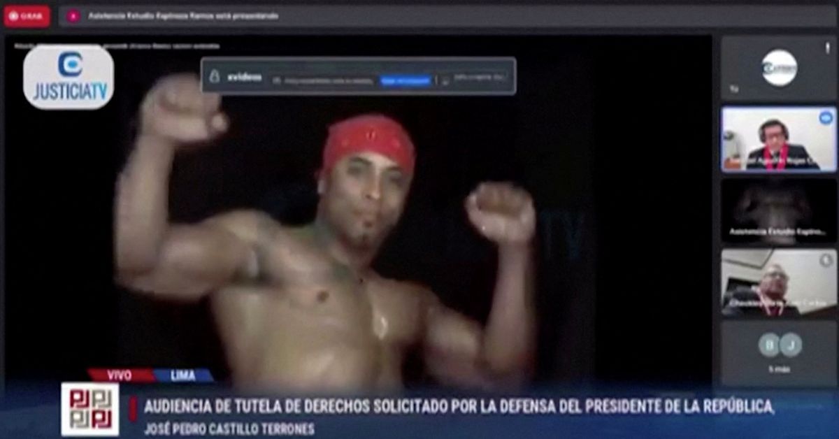 Reuters's tweet image. Brazilian stripper interrupts Peruvian president's online corruption hearing reut.rs/39p3EkZ