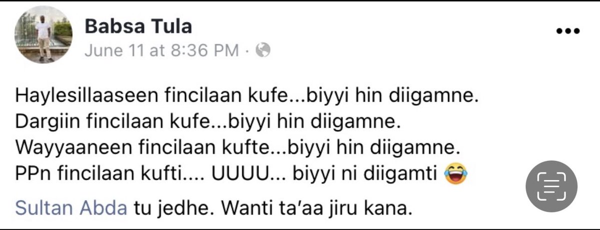 BKumsa's tweet photo. Soba! Biyyi hindiigamtu.. jedhu kunoo warri seenaa beekani.
Sirna PP fi #AbiyAhemed kan diigamu!
#Oromia fi #Oromon tops nagaa argata.
Yaa #Oromo Dammaqi! https://t.co/XwJiRt3Qvi