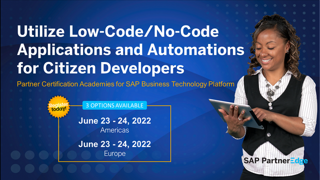 shaikfaiz3's tweet photo. Low-Code/No-Code Applications &amp; Automations Partner Certification Academy. Free live workshop &amp; free certification attempt for eligible #SAPPartners. Register. #SAPBTP Americas: https://t.co/Ao0DtxsMMv Europe: https://t.co/AAVOdGJHPN Asia: coming soon https://t.co/mvwuYN9yJA https://t.co/t4imZAEUiV