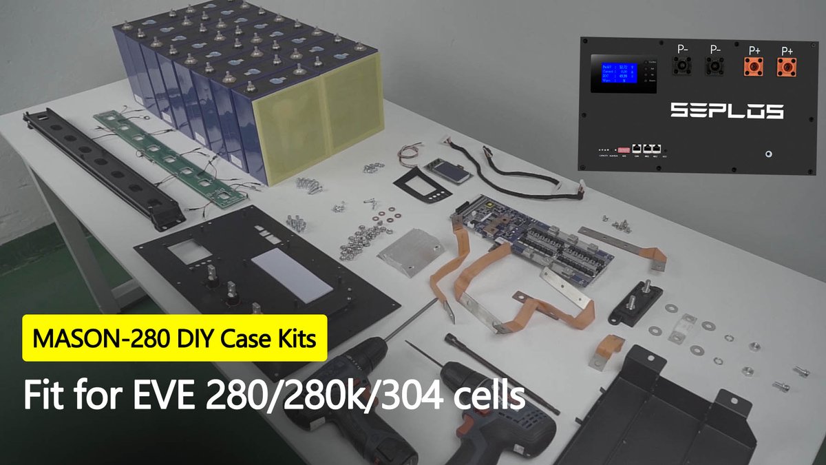 seplos_tech's tweet photo. Mason 280 DIY Battery Case kits are the perfect parts and components to assemble a 51.2v 208Ah Battery Pack if you've already got EVE 280, 280K, or 304 cells. 
👉Check the kits list here: https://t.co/W6CUFtJvh6
#seplosbattery #diybatterykits #eve280 #homeenergystorage https://t.co/c672tgl0p0