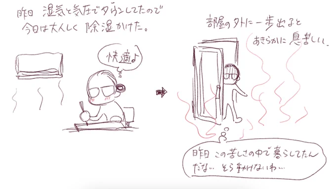 湿度高い時って、湯船で水面近くに顔がある時みたいな息苦しさがあるよねって話 