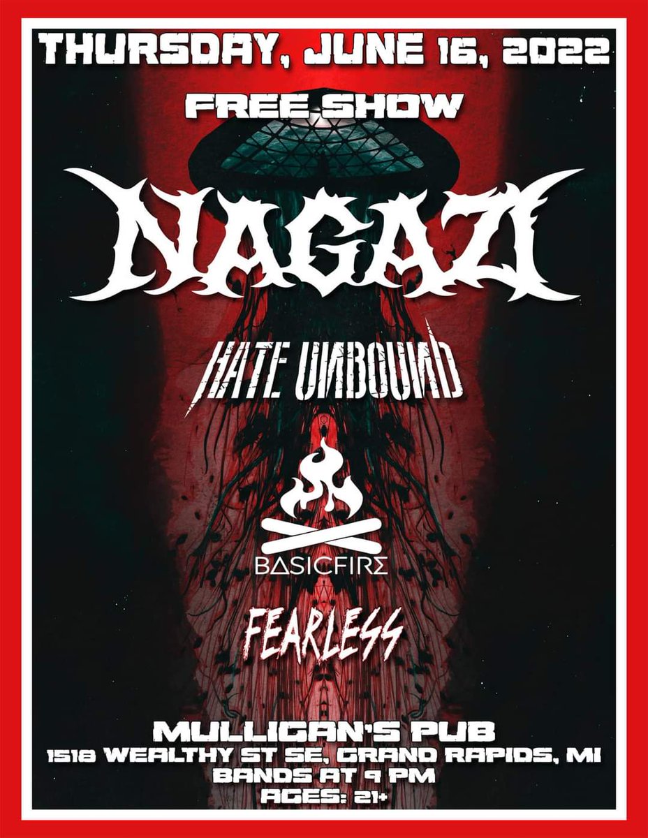 FREE SHOW this Thursday at Mulligan's Pub in Grand Rapids. 
<a href="/metalspitter/">Art Giammara</a> <a href="/gprimerib/">Daryl Mitchell</a> 
<a href="/NagaziMetalShop/">Nagazi</a>
