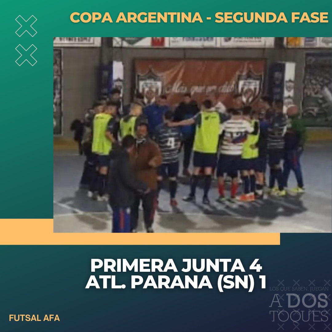 #CopaArgentina 
<a href="/AAPrimeraJunta/">A. A. Primera Junta</a> 4
Atl. Paraná (San Nicolás) 1
#SegundaFase