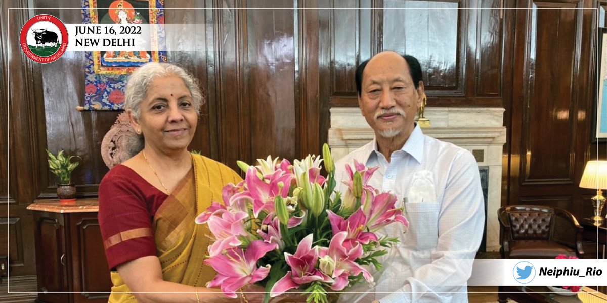 Neiphiu_Rio's tweet photo. Had a productive meeting with the Hon'ble Minister of Finance &amp; Corporate Affairs @nsitharaman regarding various developmental issues and matters pertaining to the State of Nagaland. I am grateful to her for always being supportive of our State. https://t.co/H1uKRHQLmb