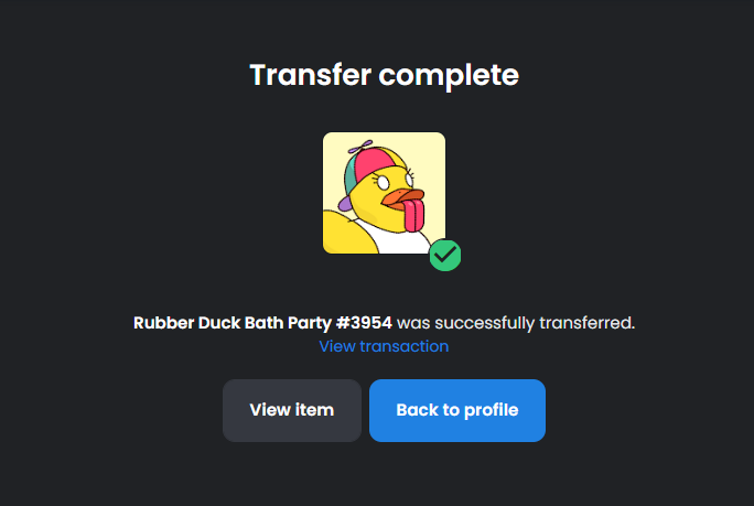 ShakesbearEth's tweet photo. Duckie#3954 head to its new home. @aetophia see you at the space party in 3 days don't miss it and have fun. hell yeah only 3 days to the next party  🥳🎉@RubberDuckBP quack https://t.co/uqzpySCoRg