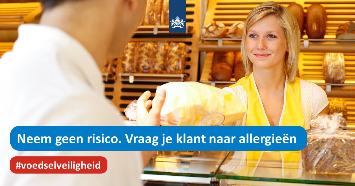 Verkoop je niet-voorverpakte verpakte levensmiddelen? 

Vraag je klant altijd naar voedselallergieën en houd informatie over allergenen paraat.

Ondernemers zijn verplicht informatie over allergenen te geven bij niet-voorverpakte producten. Meer weten?

nvwa.nl/onderwerpen/al…