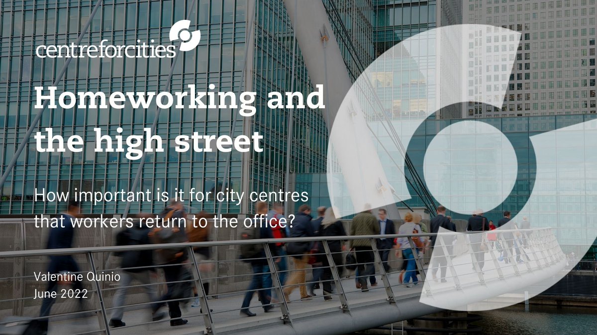 CentreforCities's tweet image. 📢 NEW BRIEFING
Senior Analyst @ValentineQuinio explores:
🔹 The impact #WFH is having on local businesses
🔹 The importance of workers returning
🔹 What the future holds for high streets & city centres
Find out more 🔽
centreforcities.org/publication/ho…