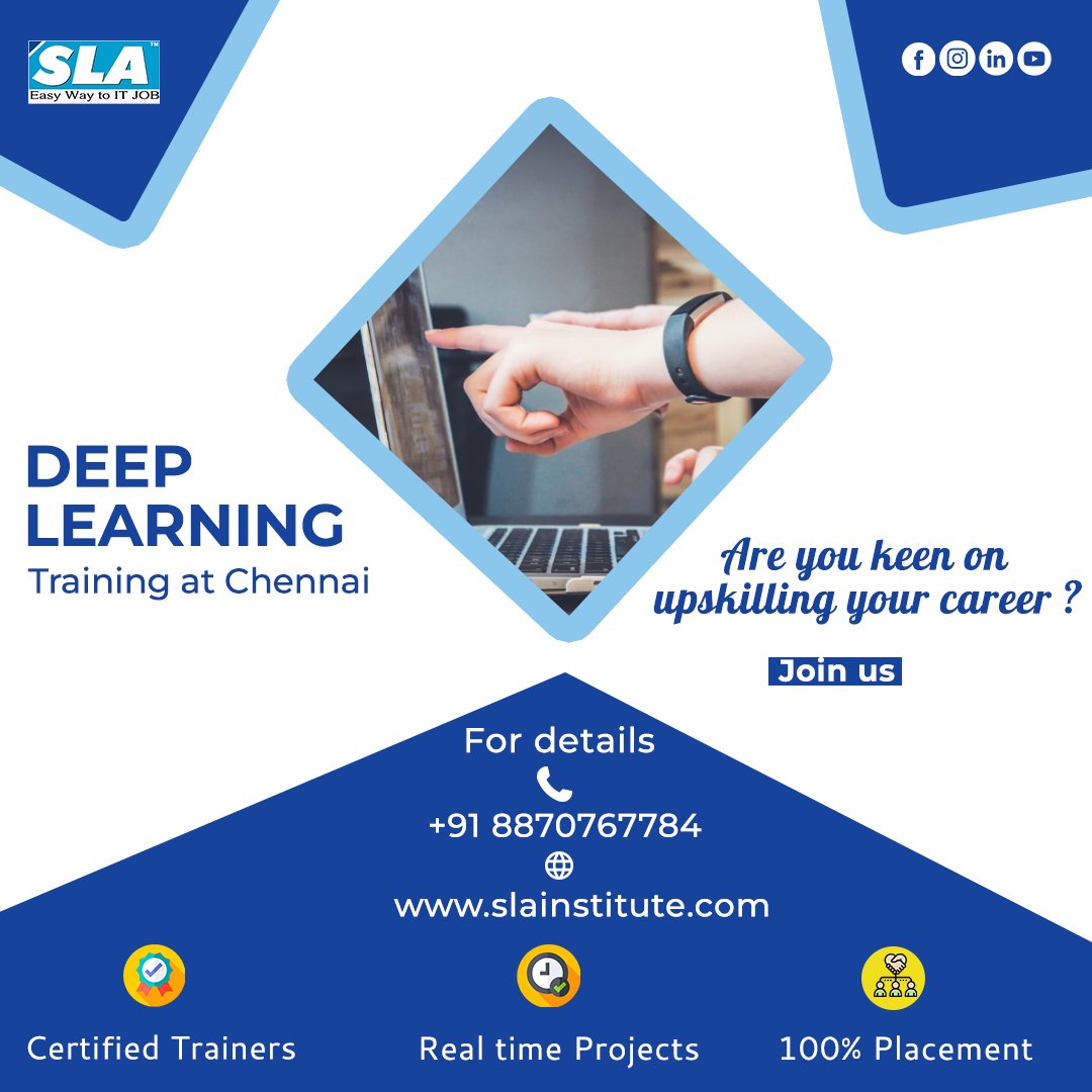 Slainstitute's tweet image. Get placement-ready coaching on Deep Learning Course with career guidance!!!๐๐
CALL / Whatsapp: +91 8870767784
bit.ly/3lVuiUZ
#deeplearningtraining #machinelearningtraining #datasciencetraining #datasciencecourse  #machinelearningcourse #datascience #sla #slainstitute