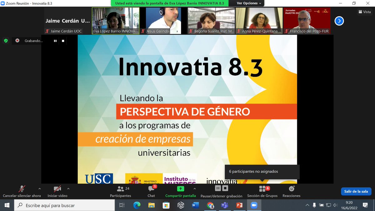 RedOTRI's tweet photo. .@innovatia8_3 nos ofrece un taller sobre cómo integrar la perspectiva de género en el emprendimiento universitario de la mano de Anna Pérez Quintana, Doctora en emprendimiento y directora de la Unitat d'Igualtat UVic-UCC y Begoña Suárez, Subdirectora del Instituto de las Mujeres https://t.co/IJYpdkpofF
