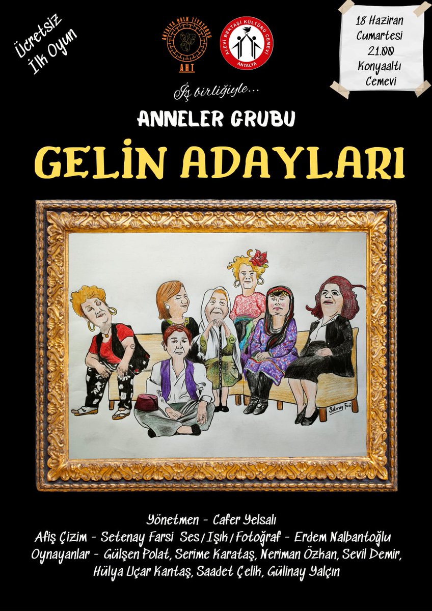 Annelerimizin oyunu var... Herkesi bekliyoruz...

18 Haziran Cumartesi 21.00'de Konyaaltı Cemevi Sahnesinde...