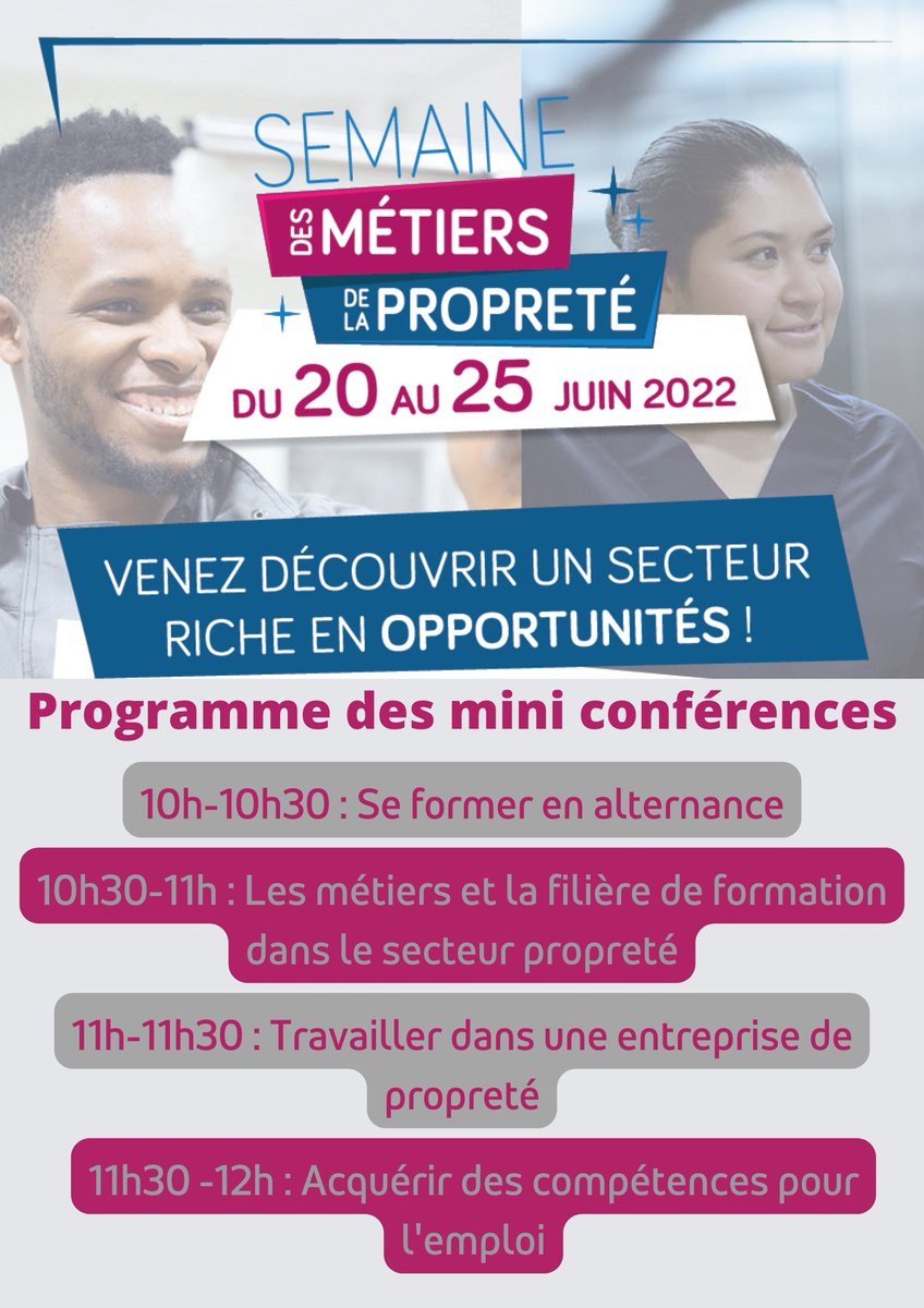 RenaudCharlesFT's tweet photo. [#TousMobilisés] pour l'#emploi dans les secteurs qui recrutent
A l'occasion de semaine des #métiers de la propreté, @poleemploi_ara #Savoie vous accueille sur son site à #Technolac pour une matinée découverte et #jobdating
#AvecPôleEmploi #emploi #formation 🔎ℹ️ #OnEstLàPourVous https://t.co/SVzlMohMqS