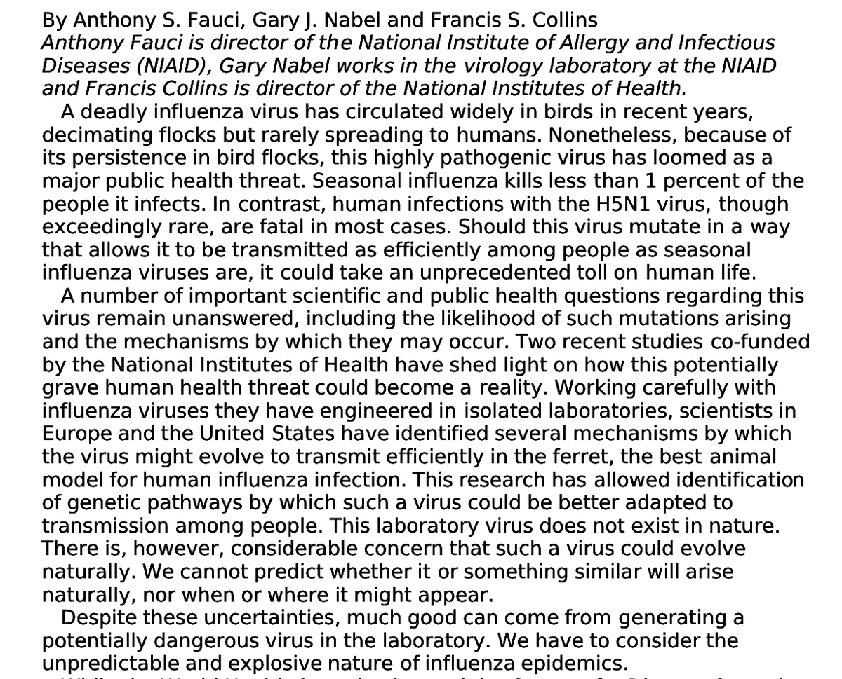 Chellaney's tweet photo. Dr. Fauci, known for his flip-flops during the pandemic and refusal to come clean on the U.S. government funding of the Wuhan lab, tests positive for Covid. In a 2011 coauthored op-ed, he argued "much good can come from generating a potentially dangerous virus in the laboratory." https://t.co/oCNKeFFS9n