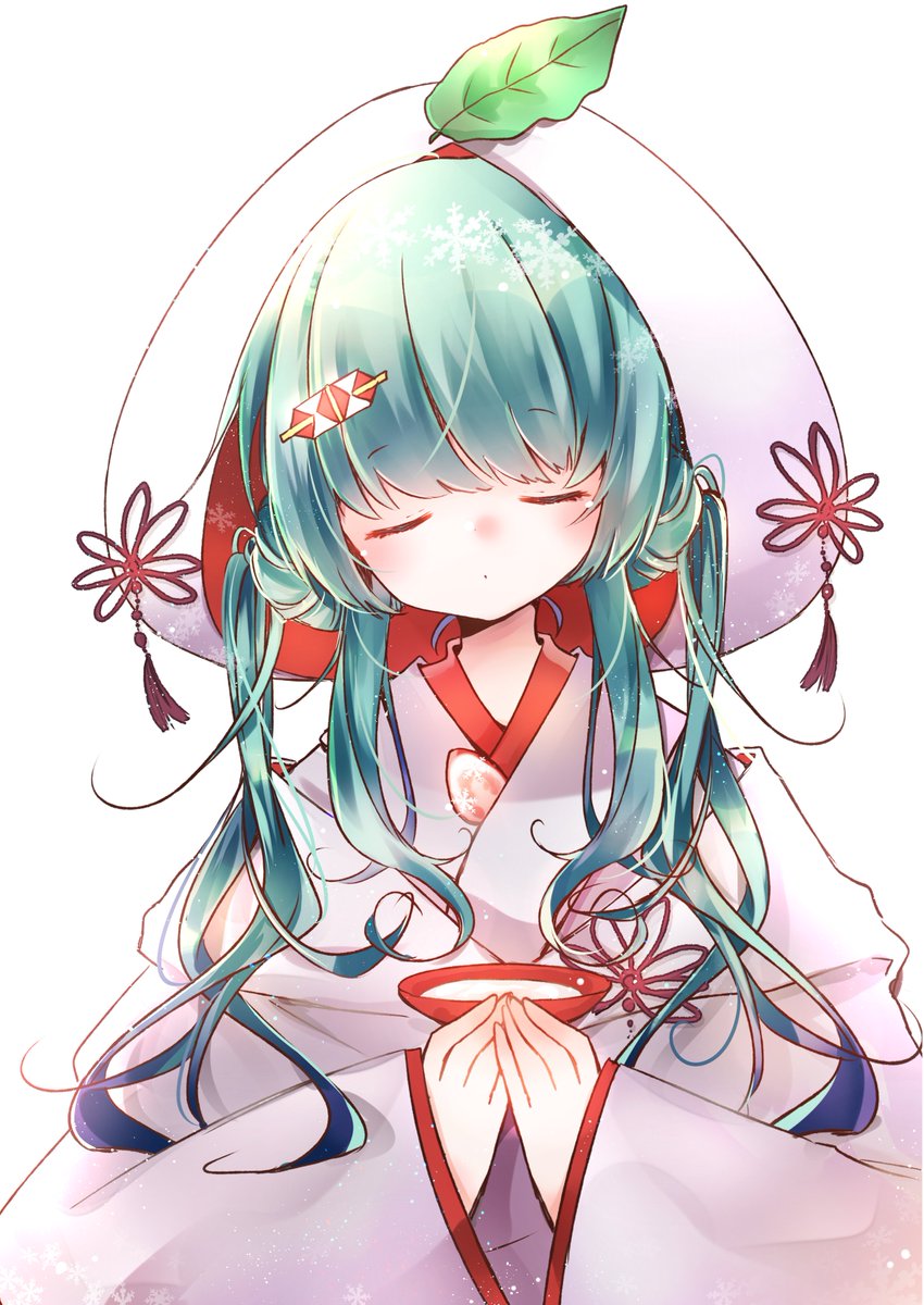 初音ミク「今日は #和菓子の日 !という事で縞城依月さんの作品をご紹介!盃を持った2013」|piapro(ピアプロ)のイラスト