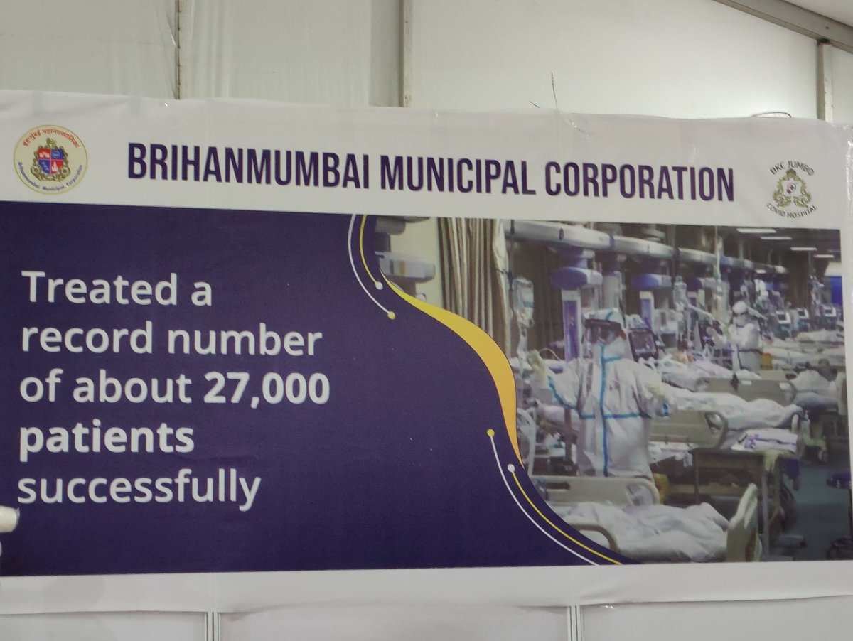 CommunityBandra's tweet photo. Here is a wonderful statistic for you.
In appreciation
@bkchospital @mybmc
Thank you for keeping us safe❤️ https://t.co/2Y196D5HsS
