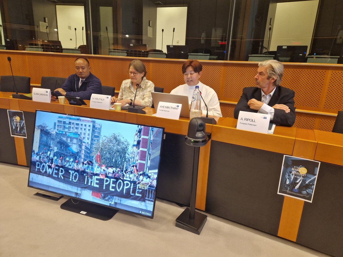 EPinASEAN's tweet photo. 🇲🇲 "Reporting has always been dangerous in #Myanmar but the coup has catapulted it into being one of the most dangerous places in the world for journalists. We are refusing to be silenced and refusing to leave the people in silence" — @the_ayeminthant speaks at the EU Parliament https://t.co/tCcySZEKBv