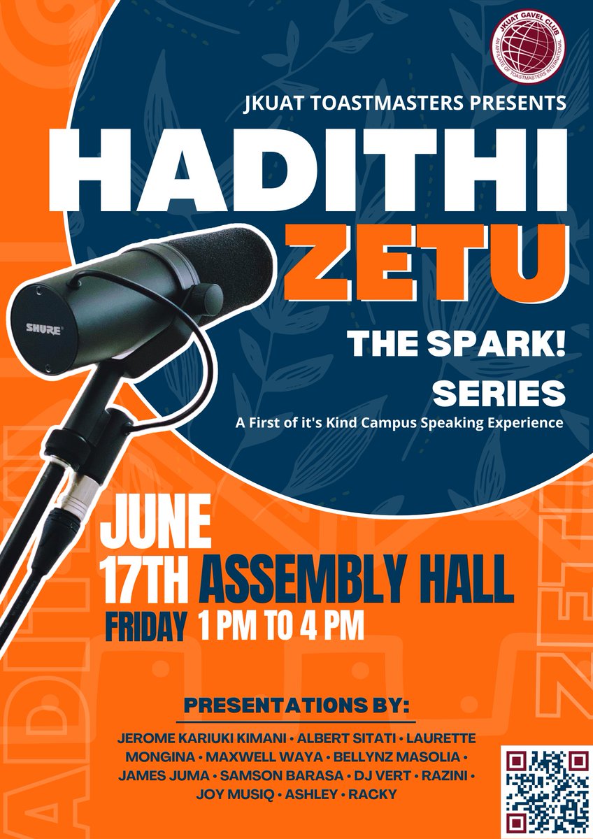Jkuat Toastmasters has been a space for students to tell their stories. We now present to you Hadithi Zetu. An event aimed at  bringing out  extraordinary stories by students. Join Us tomorrow at the Assembly Hall to witness this feat. #HadithiZetu